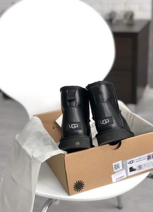 Ugg mini black leather угги мини кожа чёрные распродажа7 фото