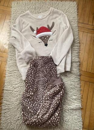 Тепла плюшева піжама домашній костюм primark
