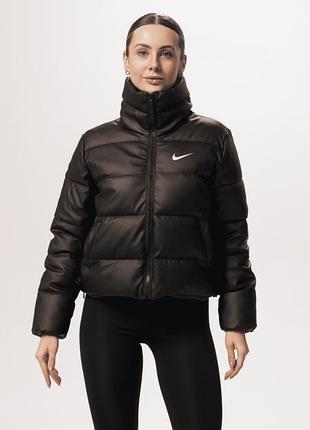 Куртка женская легкая "nike" черная кожа