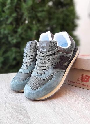 Кроссовки new balance 574 зеленые с коричневым