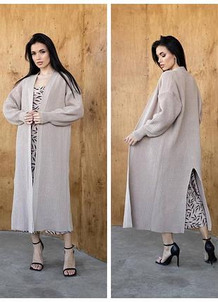 Вязаный кардиган с разрезом кардиган свободного кроя 70% шерсть