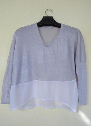 Срібляста блуза з комбінованної тканини від zara