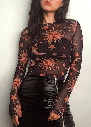 Топ укороченный блуза сетка сетка "тата" черный стильный модный новый