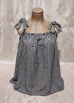 Нова блузка топ на бретелях в клітинку батал 60