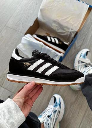 Класні жіночі та чоловічі кросівки adidas originals sl 72 rs black premium чорні