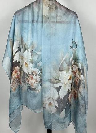 Silk нежный шелковый палантин шарф цветы