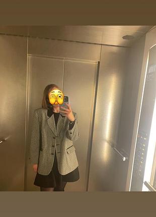 Красивый винтажный женский пиджак жакет в клетку оверсайз zara