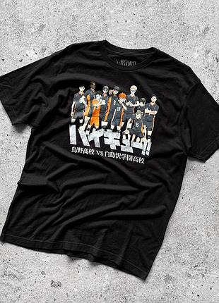 Haikyu 3rd season anime volleyball mens black short sleeve t-shirt big print чорна, чоловіча аніме футболка з принтом, волейбол