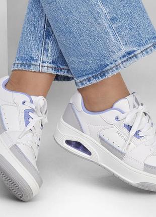 Женские, кожаные кроссовки skechers uno court, оригинал