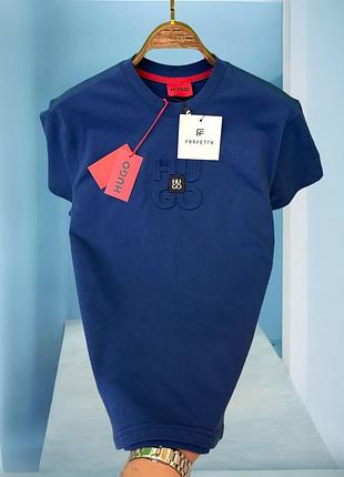 Футболка hugo boss синяя мужская