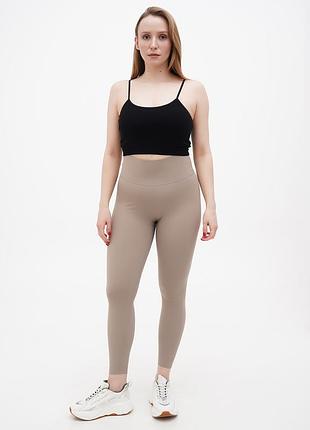 Катоновые бежевые молочные лосины леггинсы широкая резинка катон лосины высокая посадка на резинке