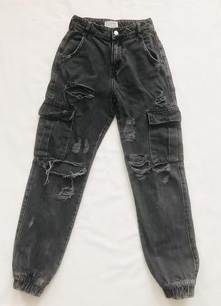 Джинсы карго с дырками denim co