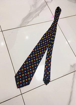 Синя краватка у квіточку від hugo boss шовк