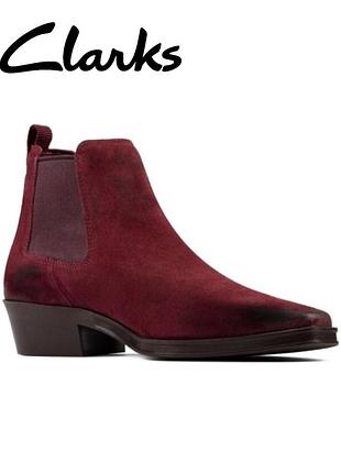 Clarks женские замшевые ботинки челси бургунди