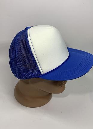 Бейсболка синя з білим та сіточкою регулюванням на клямці н084  зручна та стильна бейсболка із прями