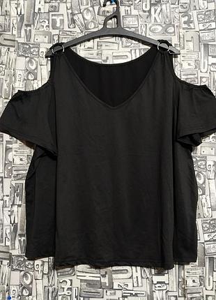 Новая оверсайз футболка с вырезами на плечах и кольцами, битал, большой размер, shein.