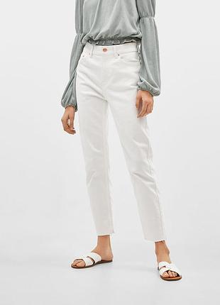 Білі прямі джинси bershka straight cropped 34р