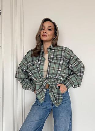 Женская рубашка оверсайз в клетку | 825
