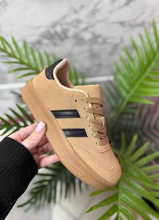 Натуральные кожаные и замшевые кеды - кроссовки цвета кэмэл