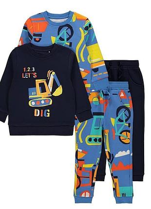 Костюм фліс за 1шт george (великобританія) реглан і штани на хлопчика машинки 6-7  116 122 темн