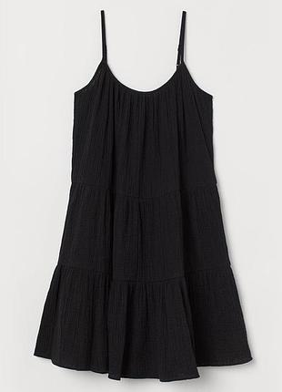 Черный котоновый сарафан h&m