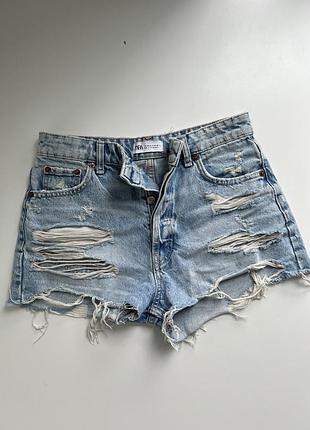 Шорты джинсовые zara рваные