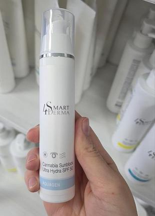 Ультра зволожуючий захисний крем spf 50 з олією канабісу smart4derma aquagen cannabia sunblock ultra hydra spf 50мл