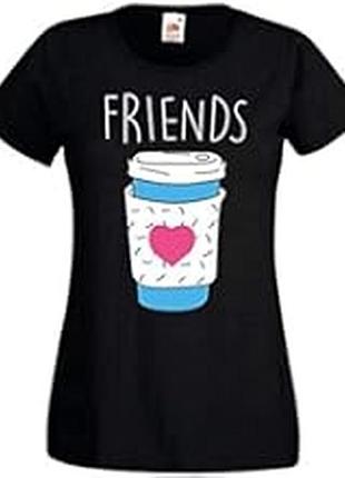 Чорна жіноча футболка з малюнком friend