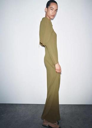 Крепова сукня хакі з накидкою zara new