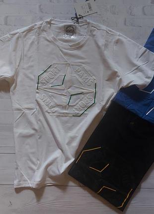 Футболка чоловіча m l xl xxl біла, синя, чорна