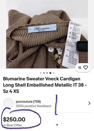 Свитер, кофточка кашемировая итальянский бренд blumarine оригинал размер s,m8 фото