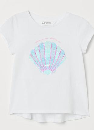 Футболка с пайетками h&m на девочку 40560