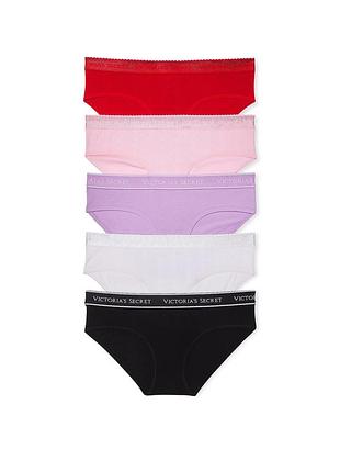 Набір 5 шт бавовняні трусики сліп хіпс однотонні victoriassecret