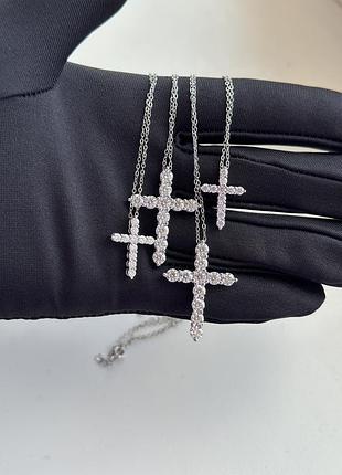 Новый серебряный крестик под тиффани с муассанитами💎💎
