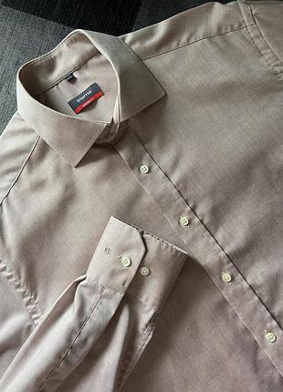 Брендова базова топова бежева  бавовняна сорочка eterna m 40 15 3/4 non iron casual кежуал мокко кольору какао