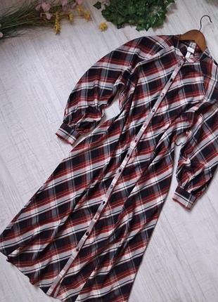 Плаття сорочка h&m максі в клітинку жіноче довге плаття
