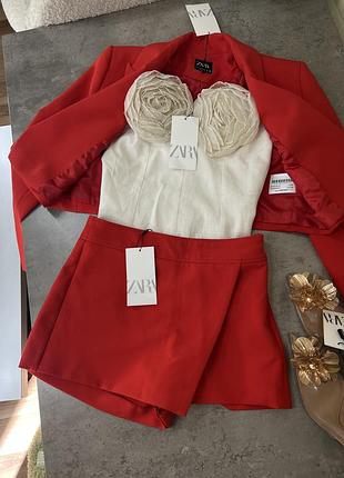 Костюм zara нова колекція, піджак та юбка шорти