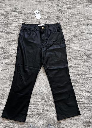 Кожаные брюки zara flare