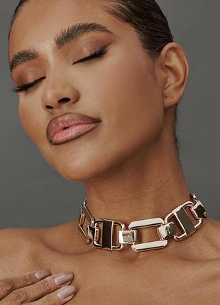 Ланцюг чокер золотий метал велиий обємний