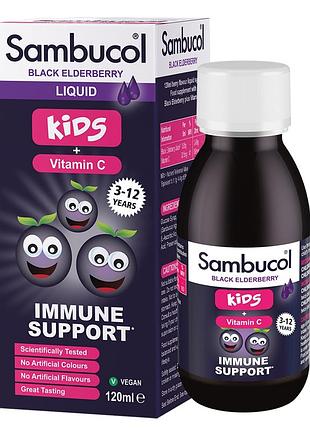 Чорна бузина sambucol for kids black elderberry з вітаміном с сироп для дітей 120 мл