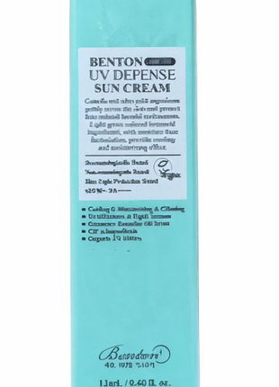 Сонцезахисний крем з центелою benton air fit uv defense sun cream spf50+/pa++++ 12 мл