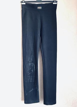 Брюки женские черные с принтом высокая посадка