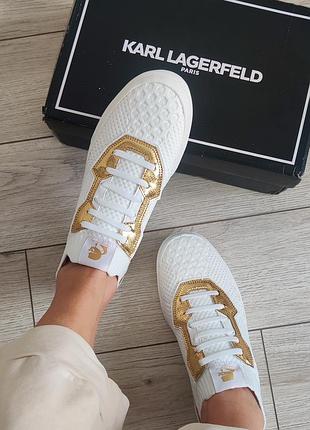 Белые текстильные кеды бренд karl lagerfeld размер us 11