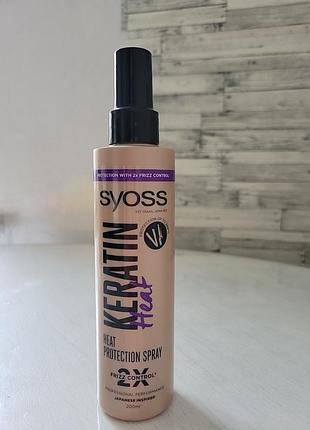 Термозащитный спрей для волос syoss keratin heat spray, 200 мл