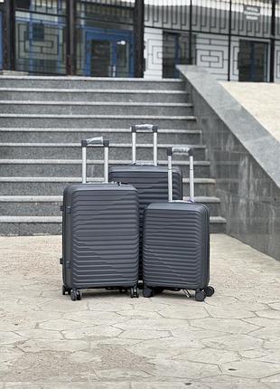 С 8520 сірий полипропилен marsel маленький чемодан дорожный s на колесах 4 колеса ручная кладь