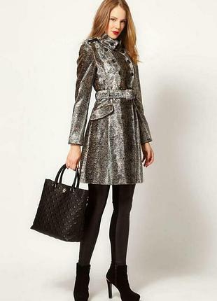 Karen millen пальто тренч мех пони