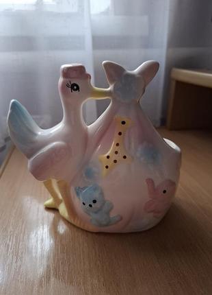 Аист керамический детский горшок кашпо винтаж австралия