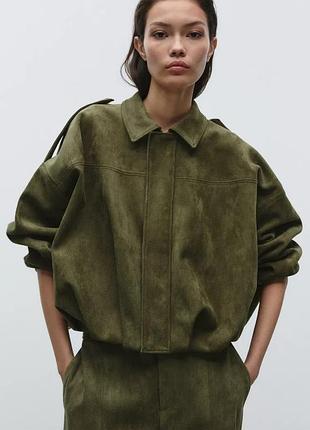 Куртка бомбер замшевая хаки zara new