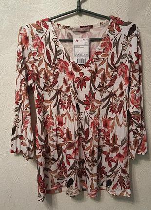 Легкая кофта плиссировка,  блуза в цветок