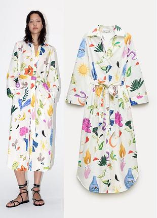 Квіткова сукня сорочка zara s-m, l-xl